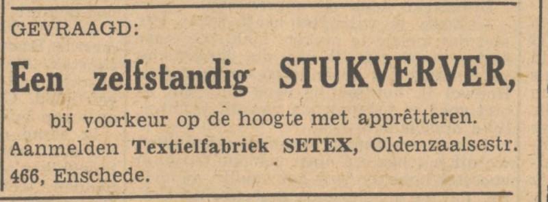 Oldenzaalsestraat 466 Textielfabriek Setex advertentie Tubantia 29-3-1949.jpg
