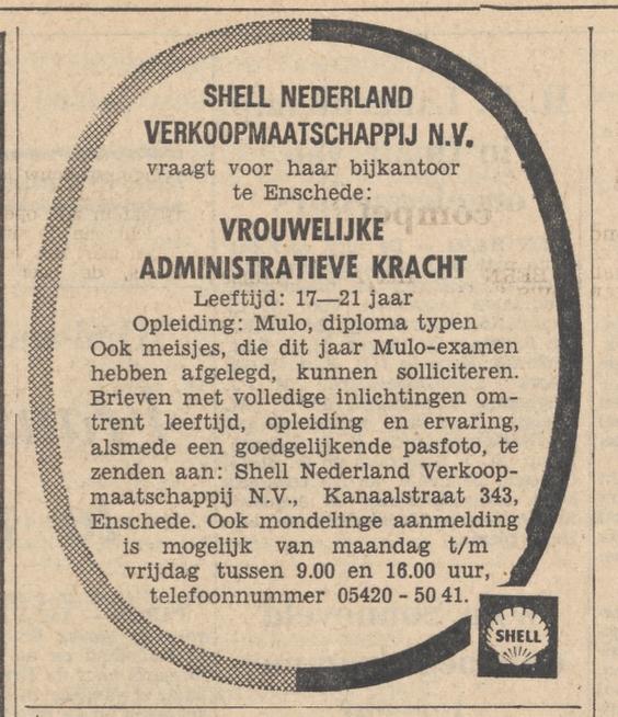 Kanaalstraat 343 Shell Verkoopmaatschappij N.V. advertentie Tubantia 25-8-1964.jpg