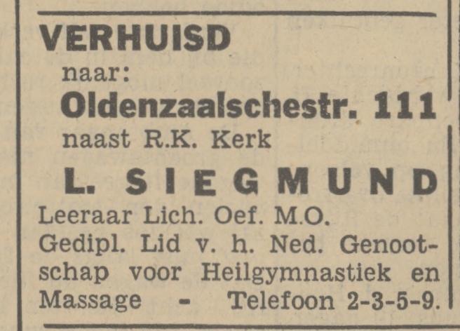 Oldenzaalsestraat 111 L. Siegmund advertentie Tubantia 5-5-1937.jpg