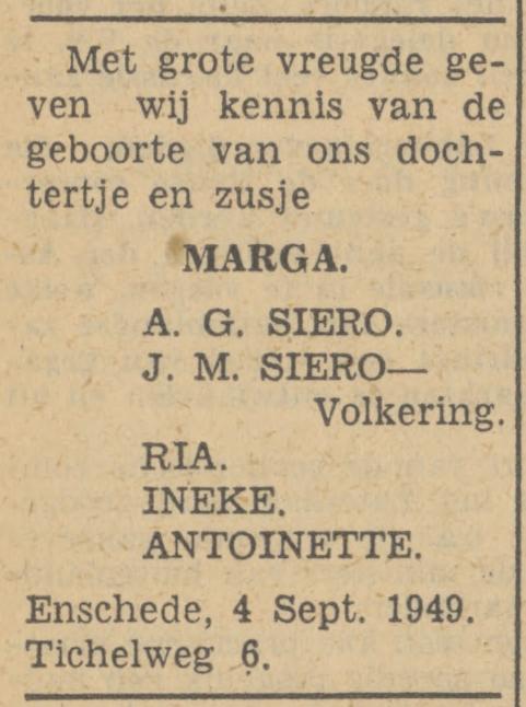 Tichelweg 6 A.G. Siero advertentie Tubantia 5-9-1949.jpg