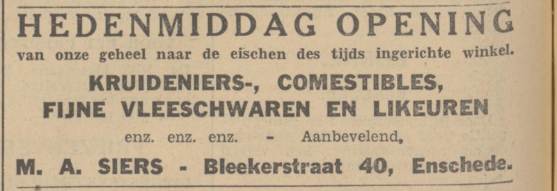 Blekerstraat 40 kruidenier M.A. Siers advertentie Tubantia 8-6-1935.jpg