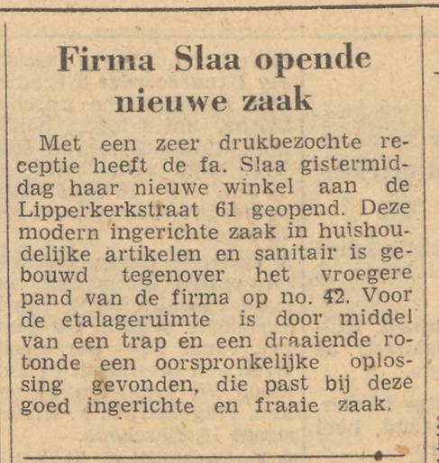 Lipperkerkstraat 61 Firma Slaa krantenbericht Tubantia 10-5-1958.jpg