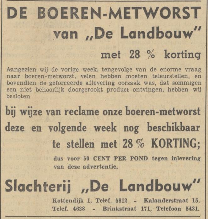 Kottendijk 1a  Slachterij De Landbouw advertentie Tubantia 13-4-1939.jpg