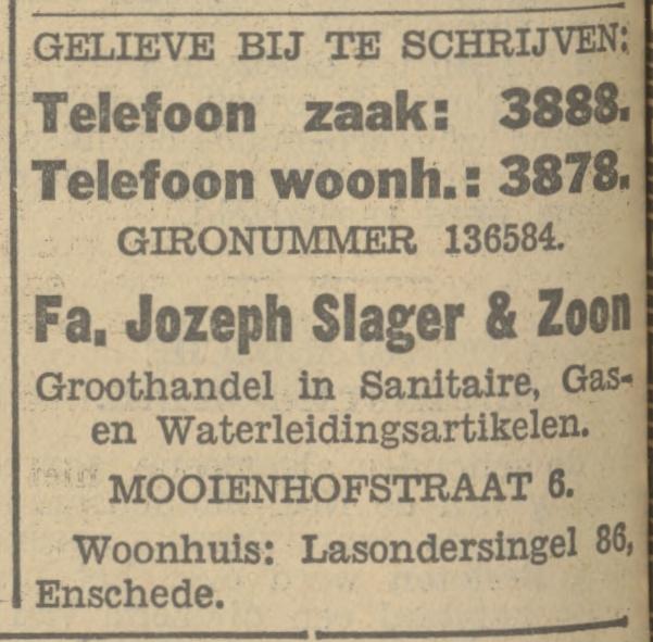 Mooienhofstraat 6 Fa. Jozeph Slager & Zoon advertentie Tubantia 8-5-1934.jpg