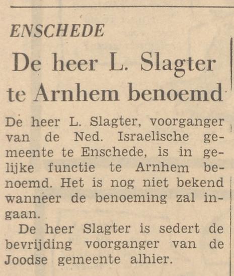 L. Slagter voorganger Ned. Israelische Gemeente krantenbericht Tubantia 2-12-1958.jpg