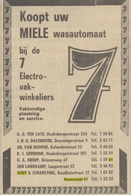 Veenstraat 61 Sligt en Scharstuhl advertentie Tubantia 3-3-1966.jpg