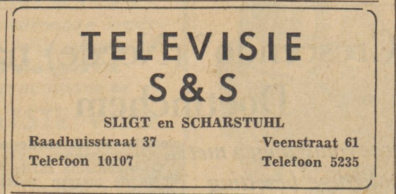 Veenstraat 61 Sligt en Scharstuhl advertentie Tubantia 16-8-1956.jpg