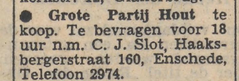 Haaksbergerstraat 160 C.J. Slot advertentie Tubantia 5-9-1957.jpg
