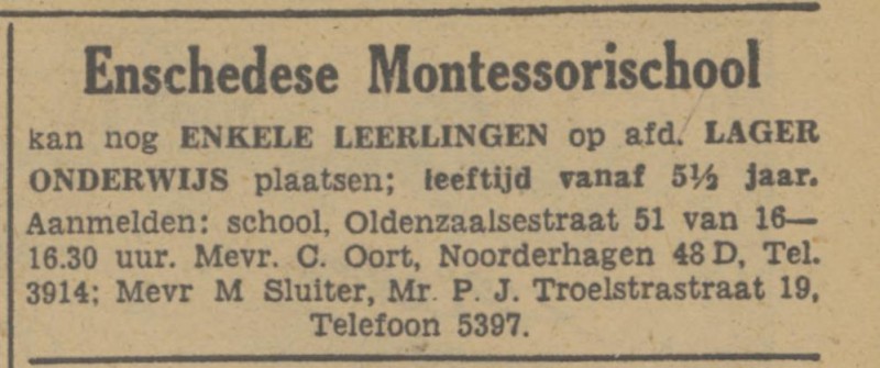 Mr. P.J. Troelstrastraat 19 Mevr. M. Sluiter advertentie Tubantia 8-5-1948.jpg