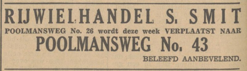 Poolmansweg 43 S. Smit rijwielhandel advertentie Tubantia 6-2-1935.jpg