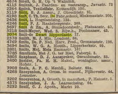 Ripperdastraat 17 Smit-de Zwart. Telefoonboek 1950.jpg