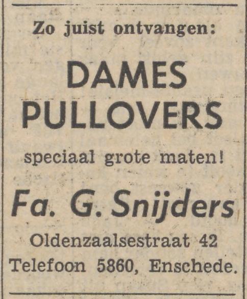 Oldenzaalsestraat 42 Fa. G. Snijders advertentie Tubantia 20-9-1957.jpg