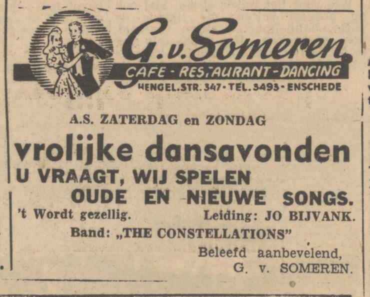 Hengelosestraat 347 Cafe-Restaurant-Dancing G. van Someren advertentie Tubantia 4-10-1947.jpg