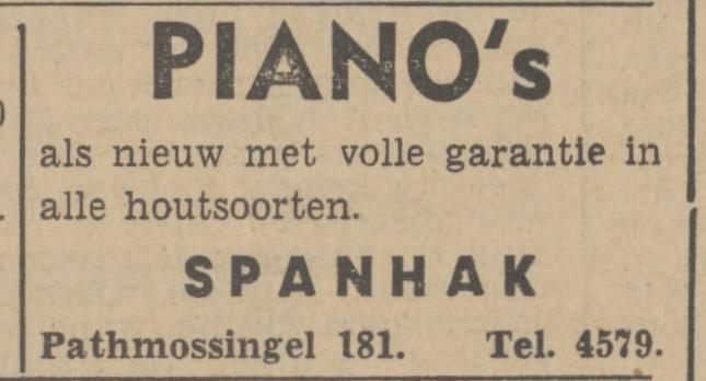 Pathmossingel 181 Spanhak piano's advertentie Tubantia 11-11-1942.jpg