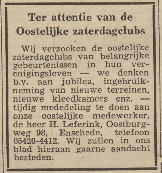 Oostburgweg 98 H. Leferink weekblad Sportkroniek 14-8-1961.jpg