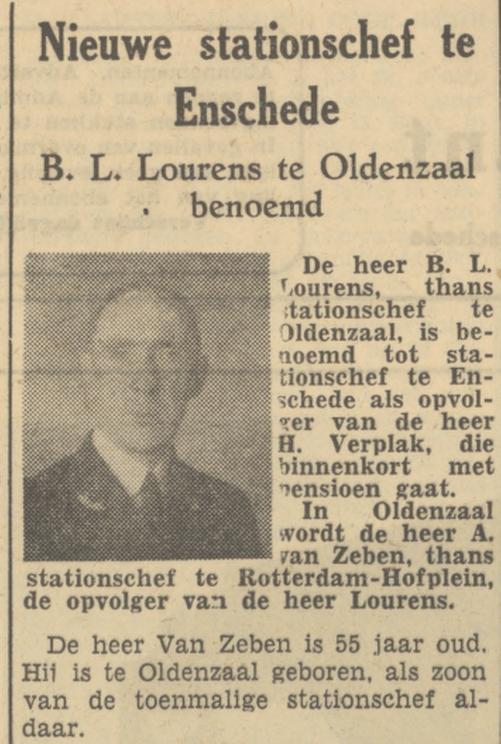 B.L. Lourens stationsschef. krantenbericht Tubantia 3-11-1950.jpg