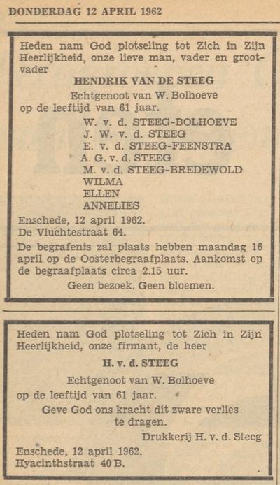 Hyacinthstraat 40b Drukkerij H. van de Steeg advertentie 12-4-1962.jpg