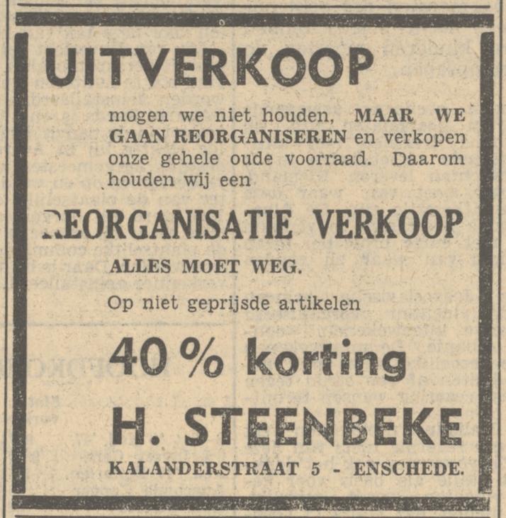 Kalanderstraat 5 H.Steenbeke advertentie Tubantia 20-4-1951.jpg