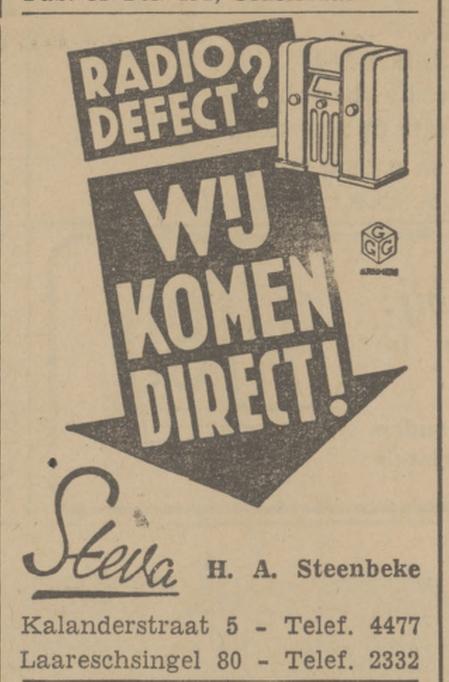 Kalanderstraat 5 H.A. Steenbeke advertentie Tubantia 20-10-1942.jpg