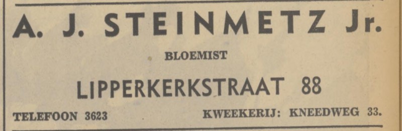 Lipperkerkstraat 88 A.J. Steinmetz Jr. Bloemist advertentie Tubantia 4-5-1938.jpg