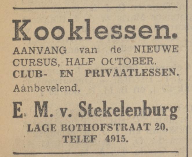 Lage Bothofstraat 20 E.M. van Stekelenburg advertentie Tubantia 20-9-1939.jpg