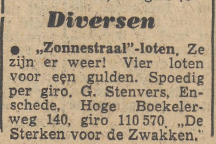 Hoge Boekelerweg 140 G. Stenvers advertentie Tubantia 22-11-1952.jpg
