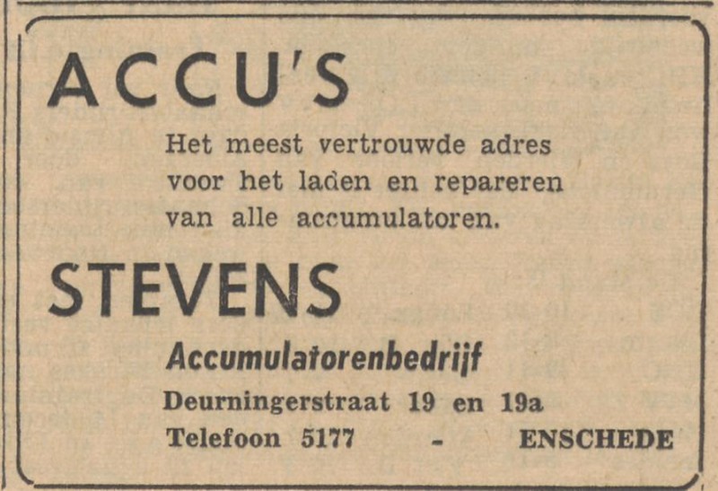 Deurningerstraat 19 Stevens Accumulatorenbedrijf advertentie Tubantia 25-11-1947.jpg