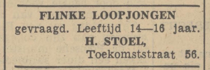 Toekomststraat 56 H. Stoel advertentie Tubantia 25-1-1939.jpg