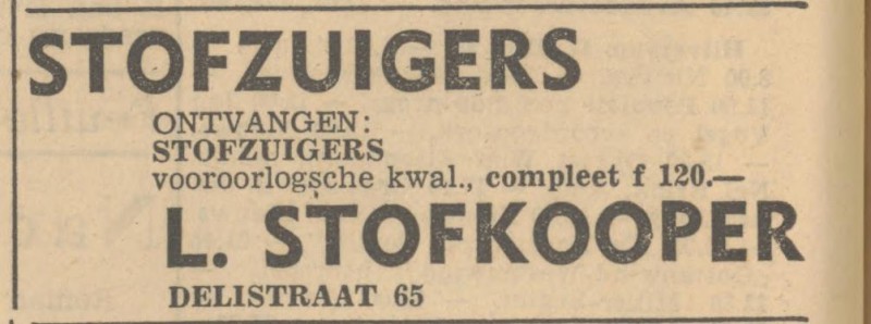 Delistraat 65 L. Stofkooper advertentie Tubantia 28-1-1947.jpg