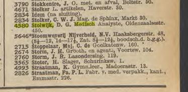 Oldenzaalsestraat 450 D.G. Stolwijk Medisch Analyste . Telefoonboek 1950.jpg