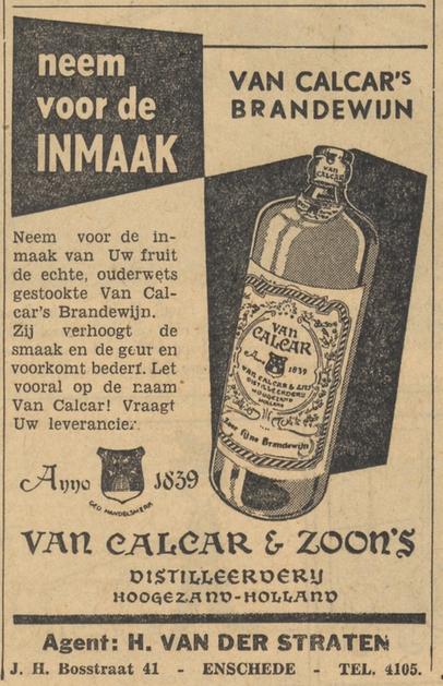 J.H. Bochsstraat 41 H. van der Straten Handelsagent advertentie Tubantia 30-7-1954.jpg