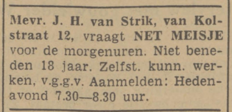 Van Kolstraat 12 J.H. van Strik advertentie Tubantia 27-8-1940.jpg