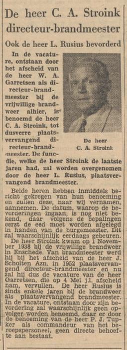 C.A. Stroink directeur-brandmeester krantenbericht Tubantia 4-1-1954.jpg