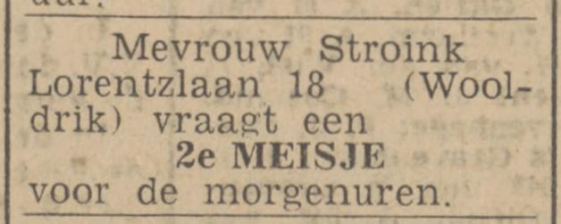 Lorentzlaan 18 Mevr. Stroink advertentie Twentsch nieuwsblad 14-4-1943.jpg