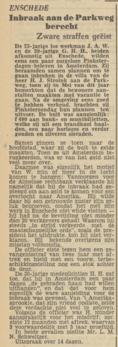 Parkweg 12 H.J. Stroink krantenbericht Tubantia 7-11-1950.jpg