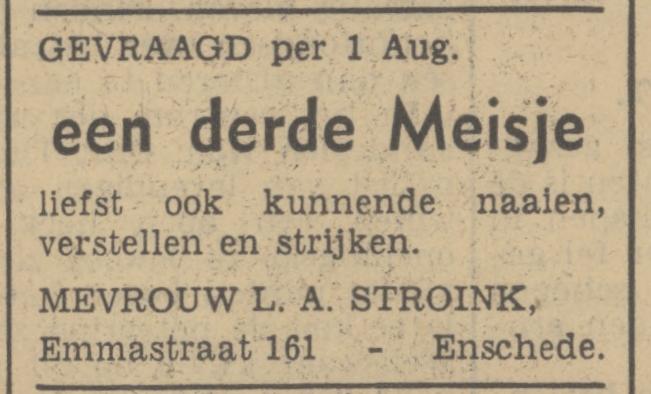 M.H. Tromplaan 10 Mevr. J.A. Stroink advertentie Tubantia 7-5-1940.jpg