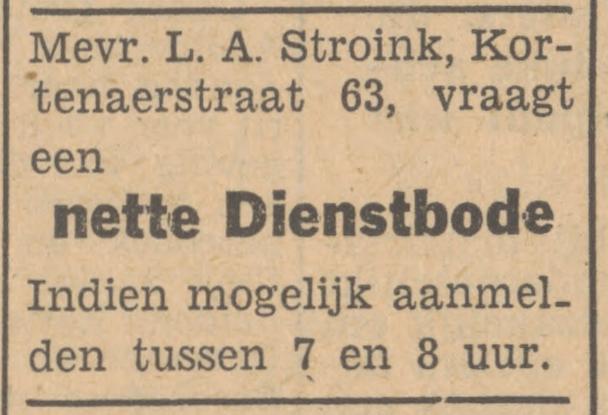 Kortenaerstraat 63 L.A. Stroink advertentie Tubantia 28-2-1949.jpg