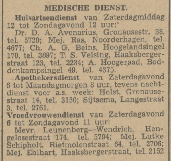 Langestraat 3 Apotheek Sijtsema krantenbericht Tubantia 3-1-1948.jpg
