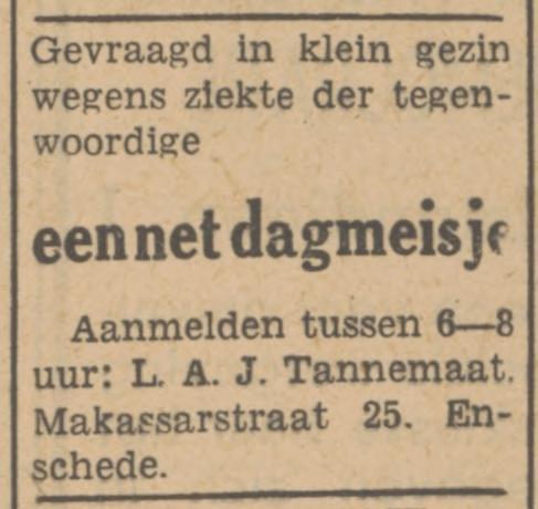 Makassarstraat 25 L.A.J Tannemaat advertentie Tubantia 29-6-1948.jpg
