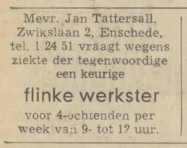 Zwikslaan 2 Jan Tattersall advertentie Tubantia 5-9-1969.jpg
