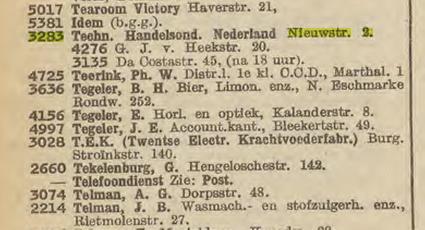 Da Costastraat 45 G.J. van Heekstraat 20 Nieuwstraat 2 Techn. Handelsonderneming Nederland. Telefoonboek 1950.jpg