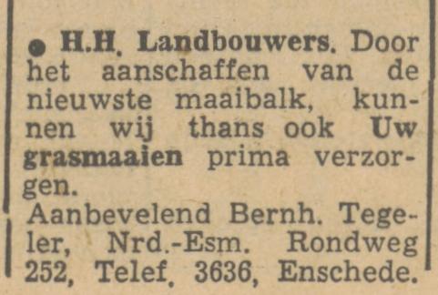 Noord Esmakerrondweg 252 Bernh. Tegeler advertentie Tubantia 30-5-1951.jpg