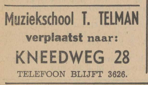 Kneedweg 28 Muziekschool T.Telman advertentie Tubantia 13-8-1940.jpg