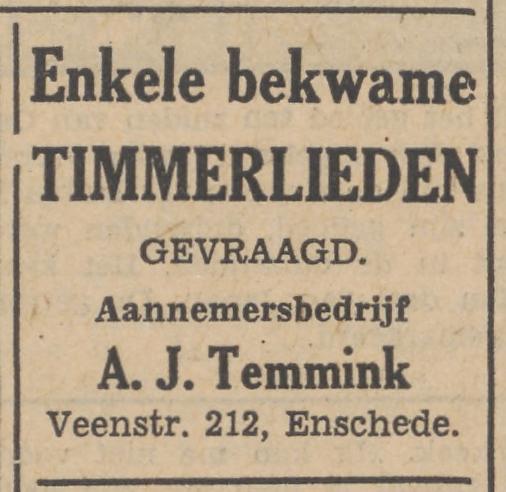 Veenstraat 212 Aannemersbedrijf advertentie Tubantia 21-7-1953.jpg