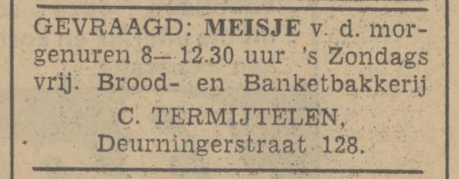 Deurningerstraat 128 Brood- en Banketbakkerij C. Termijtelen advertentie Tubantia 26-5-1942.jpg