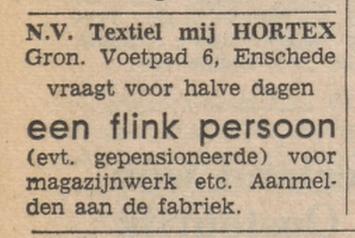Gronausevoetpad 6 N.V. Textiel Mij. Hortex advertentie Tubantia 27-4-1964.jpg