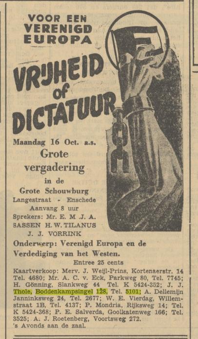 Boddenkampsingel 128 E.J. Thole advertentie Tubantia 13-10-1950.jpg