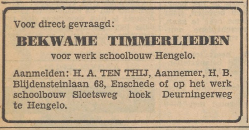 H.B. Blijdensteinlaan 68 H.A. ten Thij Aannemer advertentie Tubantia 16-5-1956.jpg