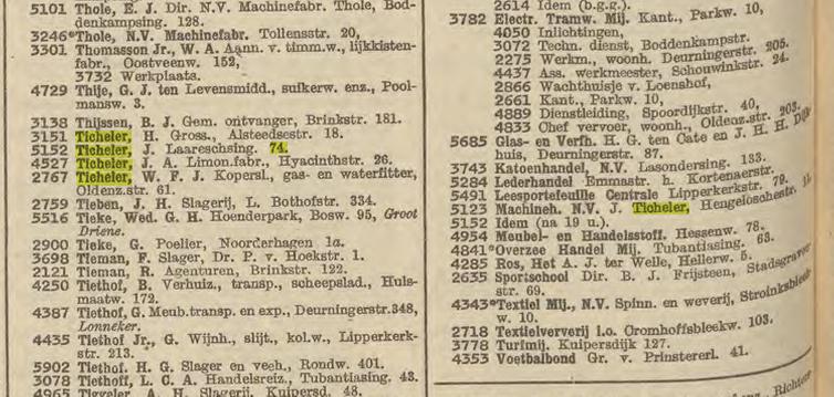 Laaressingel 74 J. Ticheler. tef. 5152. Telefoonboek 1950.jpg