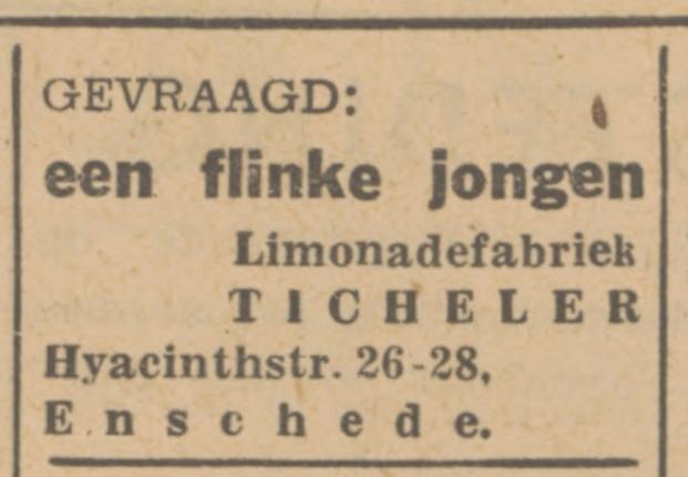 Hyacinthstraat 26-28 limonadefabriek Ticheler advertentie Tubantia 23-6-1948.jpg
